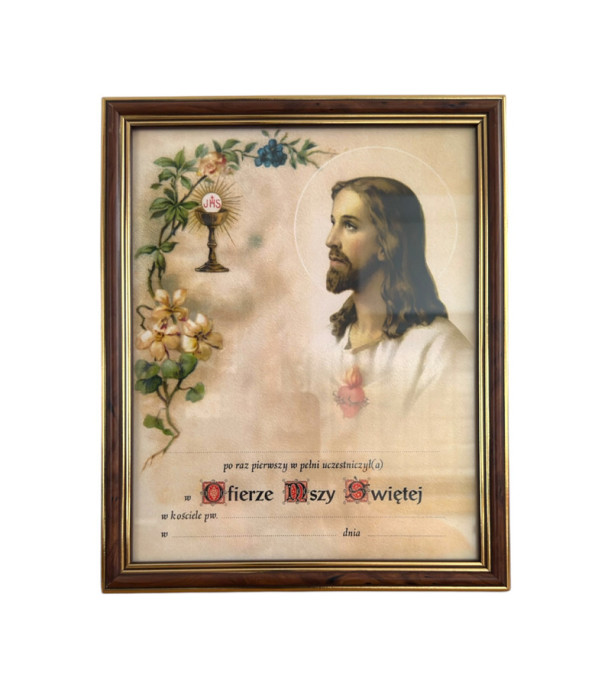 Pamiątka Pierwszej Komunii Św. | Ramka BR + Obrazek + Personalizacja | 20x25