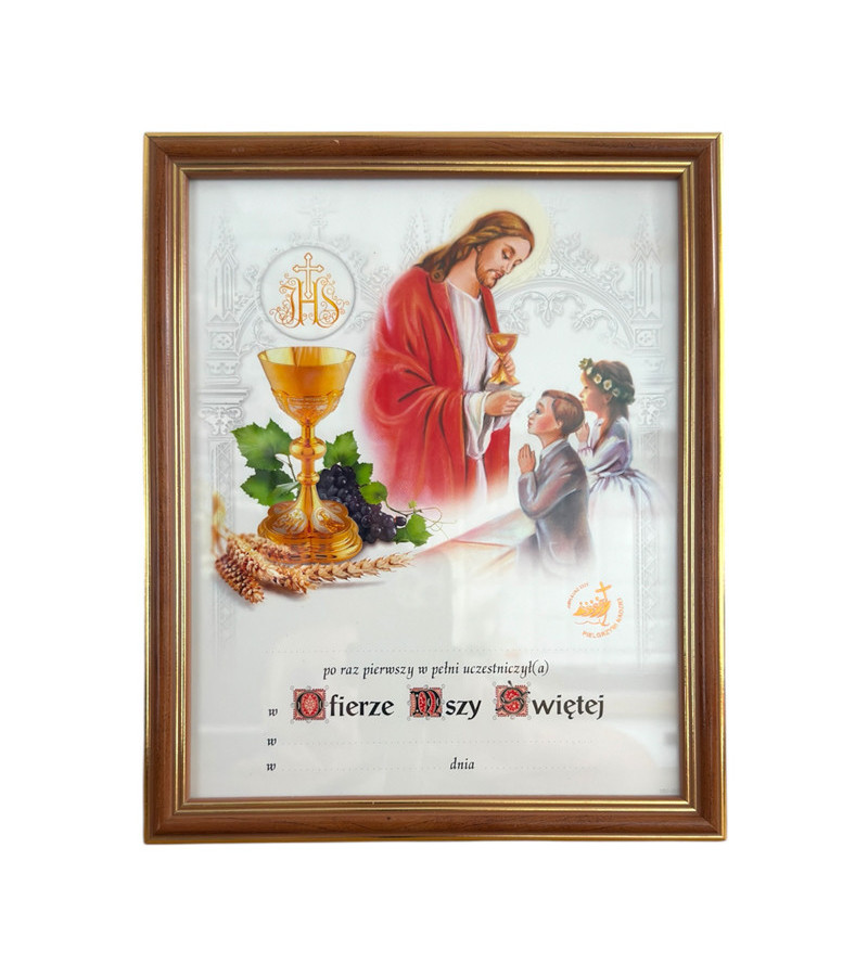 Pamiątka Pierwszej Komunii Św. | Ramka GR + Obrazek + Personalizacja | 20x25