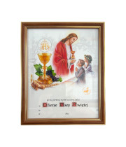 Pamiątka Pierwszej Komunii Św. | Ramka GR + Obrazek + Personalizacja | 20x25